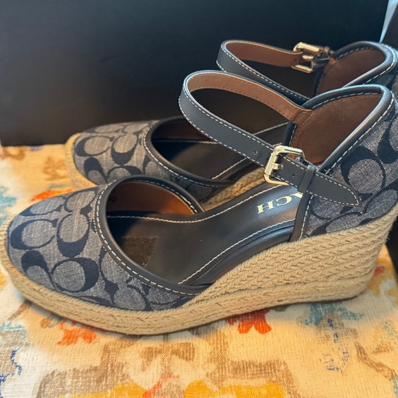 Coach Shoes - Coach Denim Wedge Heels Sz 8